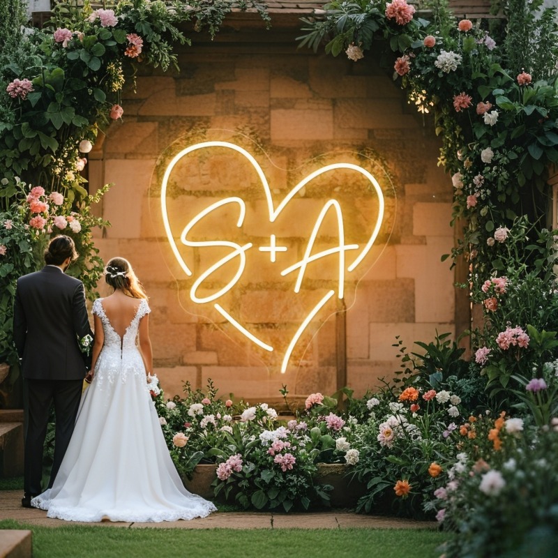 Custom Initials Heart LED Neon - Eve Party ulasan dan harga