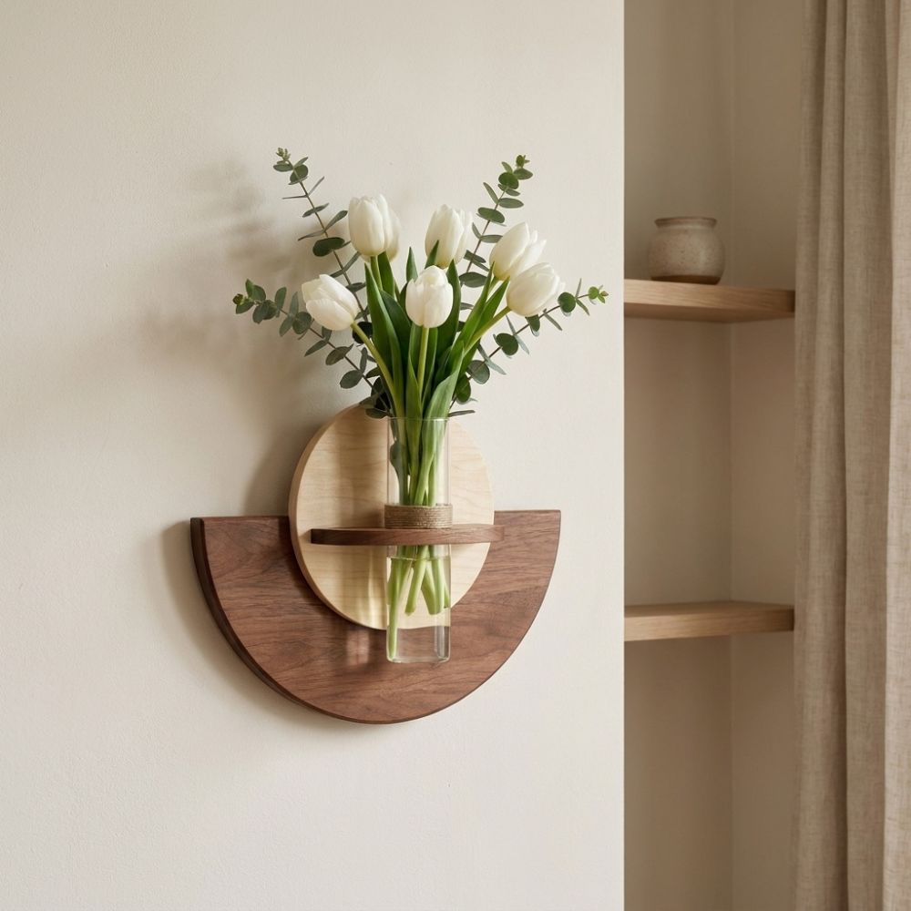 Oval Wood Wall Mount Flower Sh - Flower Wall Panel ulasan dan harga