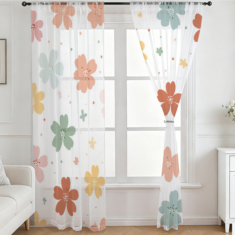 2PCS Digital Printing Sheer Cu - Flower Wall Panel ulasan dan harga