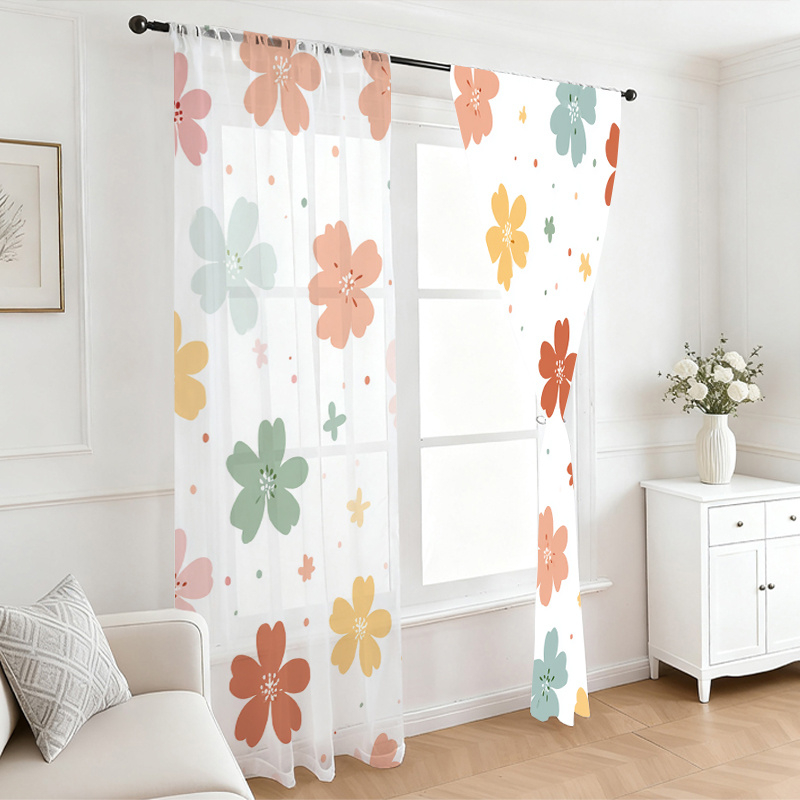 2PCS Digital Printing Sheer Cu - Flower Wall Panel ulasan dan harga