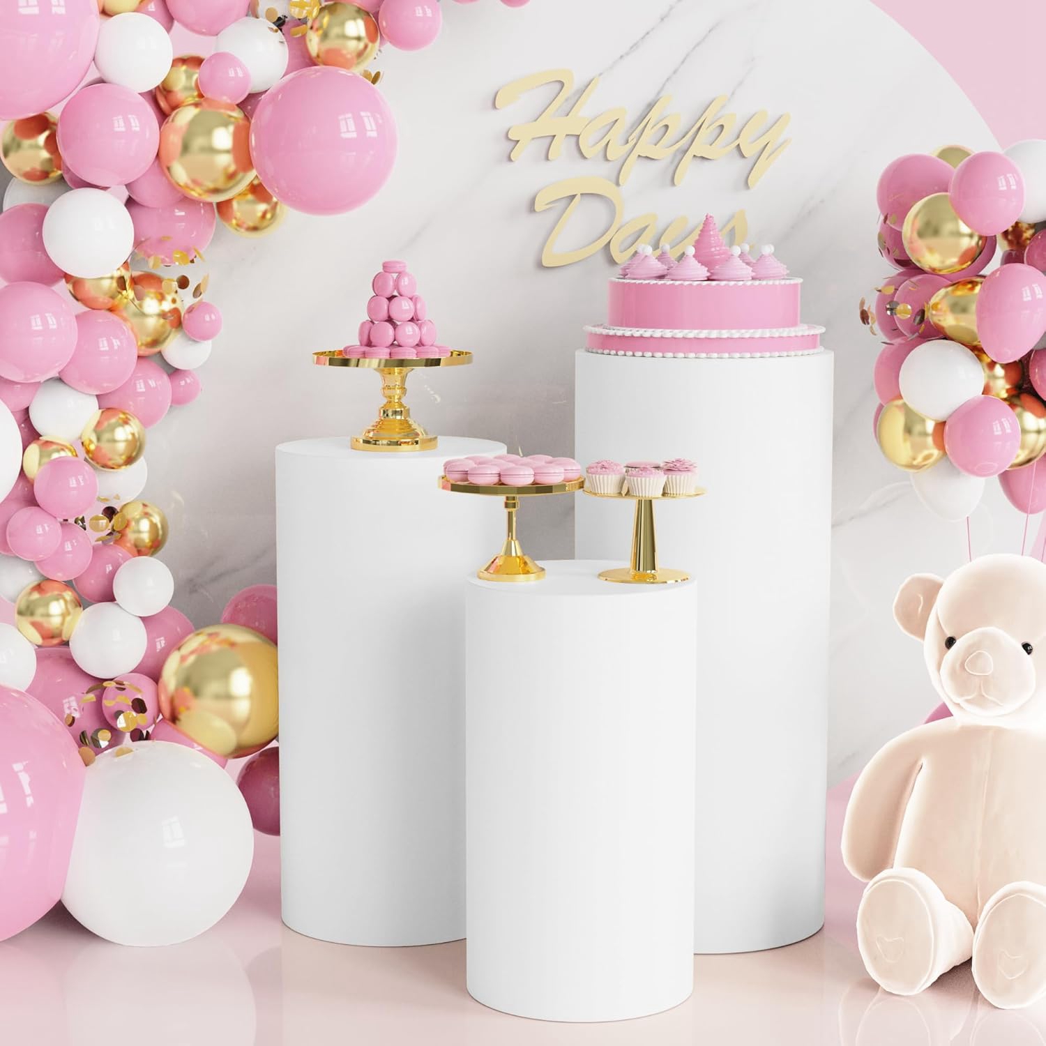 Yeele 1PCS/3PCS/5PCS White Cyl - Dessert Table Backdrop ulasan dan harga